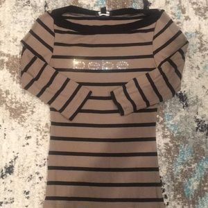 Bebe striped shirt with rhinestones size small
